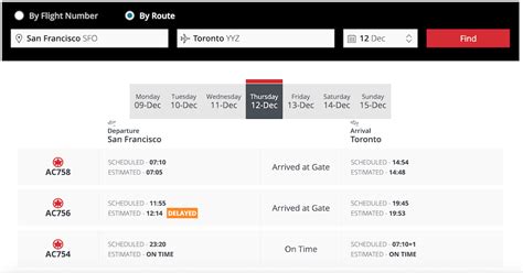 air canada flight status today.